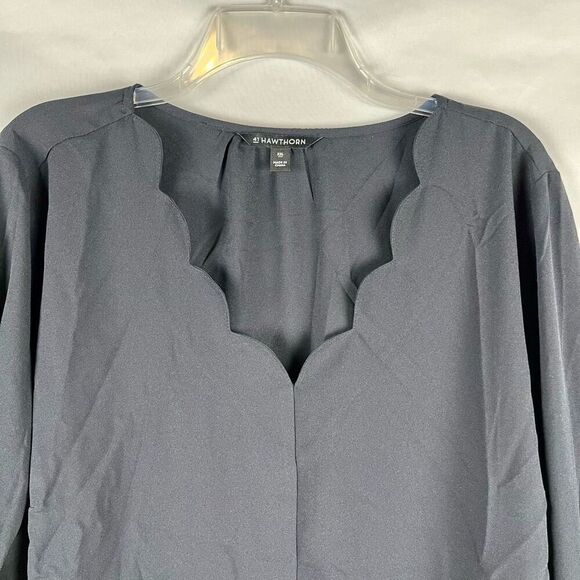 41 Hawthorn Scallop Neck Black Long Sleeve Blouse XXL - Picture 2 of 11